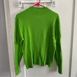 Vibrant Green Ribbed Turtleneck